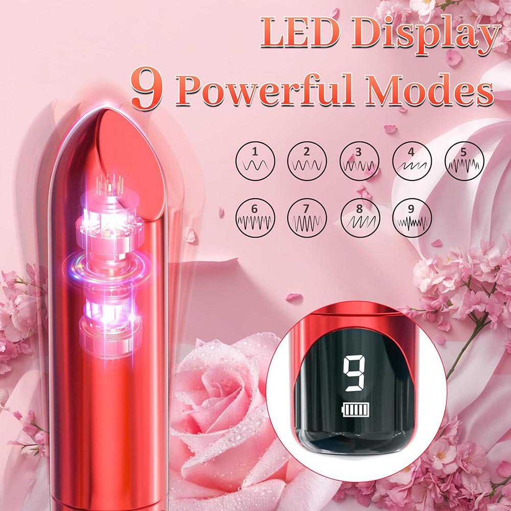 9-frequency Vibration Digital Display Lipstick Jumping Egg Mini Electroplated Bullet Vibrator for Female Adult Toys - Image 2