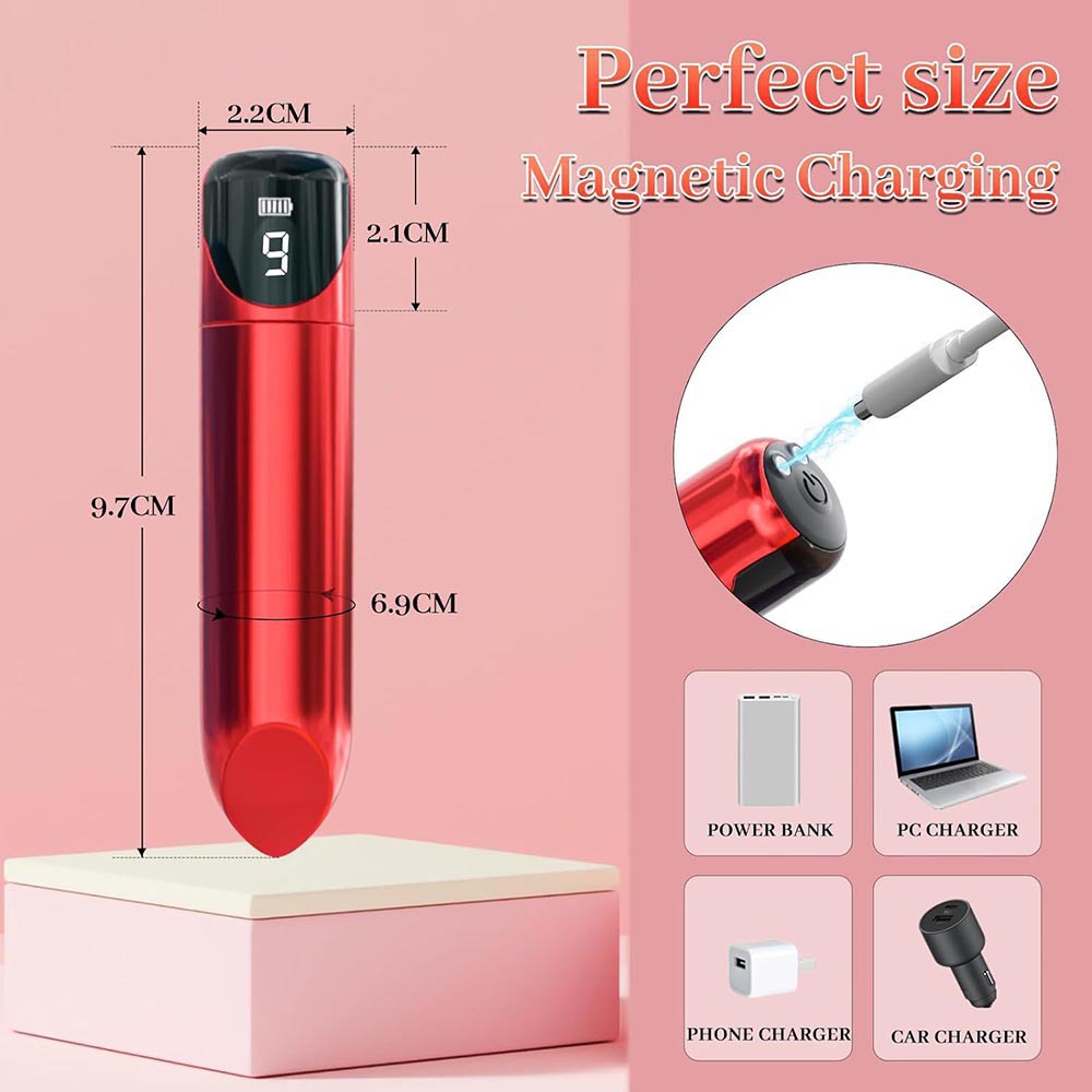 9-frequency Vibration Digital Display Lipstick Jumping Egg Mini Electroplated Bullet Vibrator for Female Adult Toys - Image 3