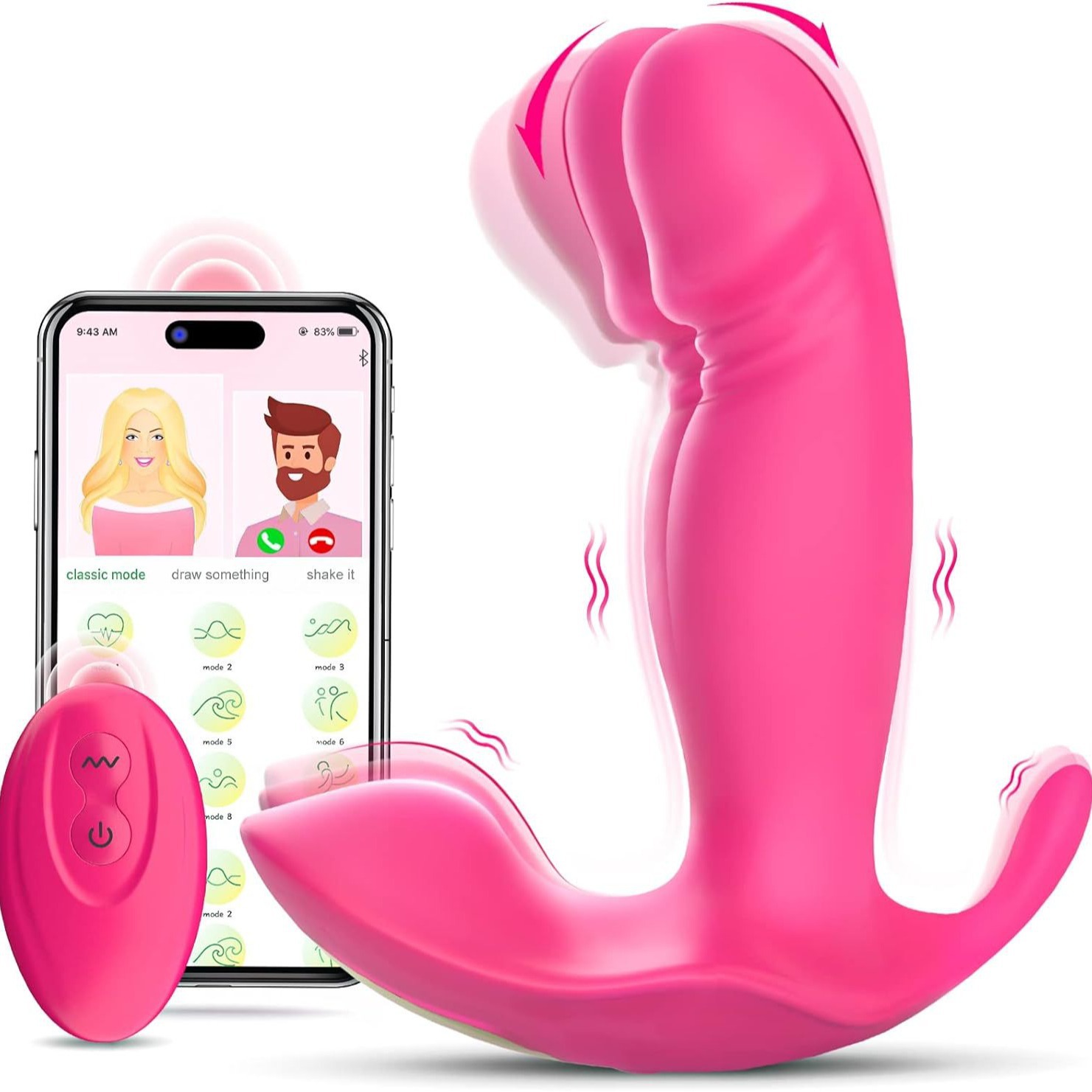 Wearable G Spot Dildo Vibrators Adult Sex Toys with 10x2 Quickly Wiggling & Vibrating Modes App Remote Control Panty Mini Vibrator