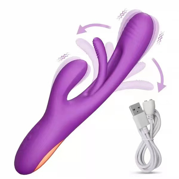 Vibrator Dildo Rabbit Sex Toys -G Spot Vibrator Massager for Women Clitoral Nipple Stimulation, 3 in 1 Sex Toys with 14 Vibration & 7 Tongue Licking Flapping, Adult Sex Toys