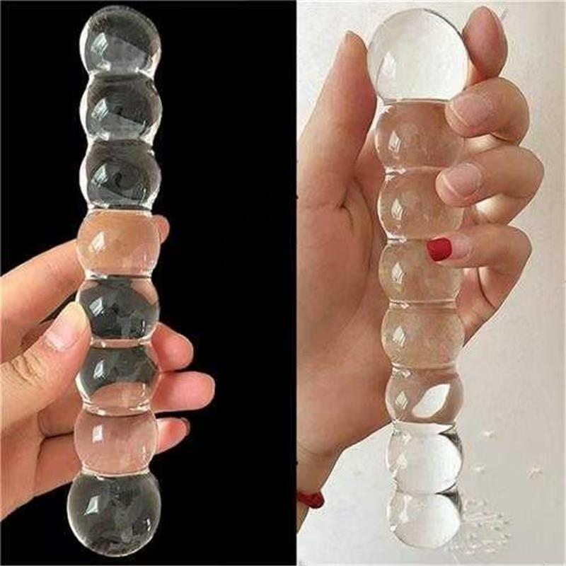 Dildo Makers Sensual Double Glass Anal Dildo Round Anal Bead Anus Massager Crystal Anal Plug Dildo