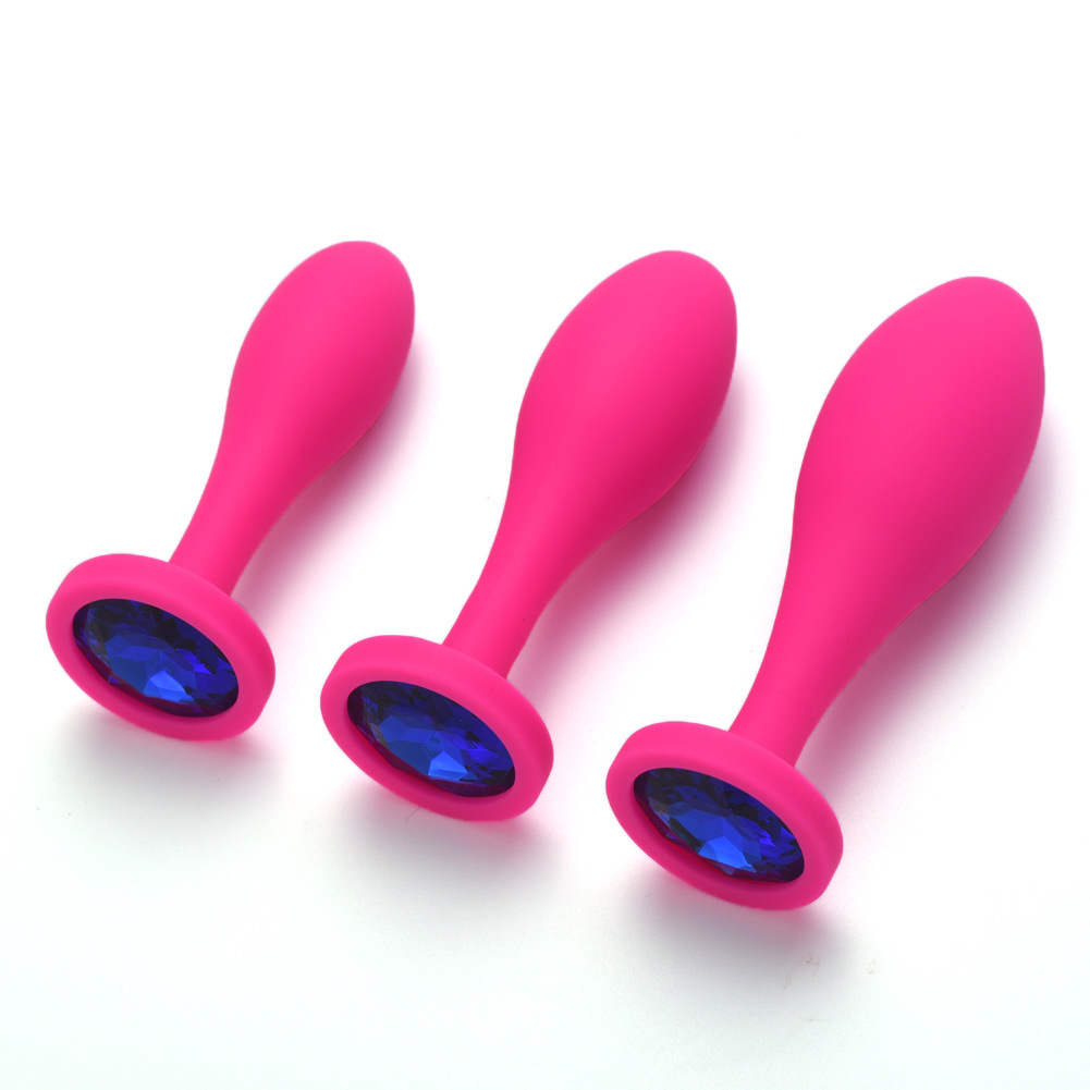 3pcs 14 Colors Silicone Anal Plugs Jeweled Anal Training Kit Personal Sex Toy for Adult Women Butt Plug