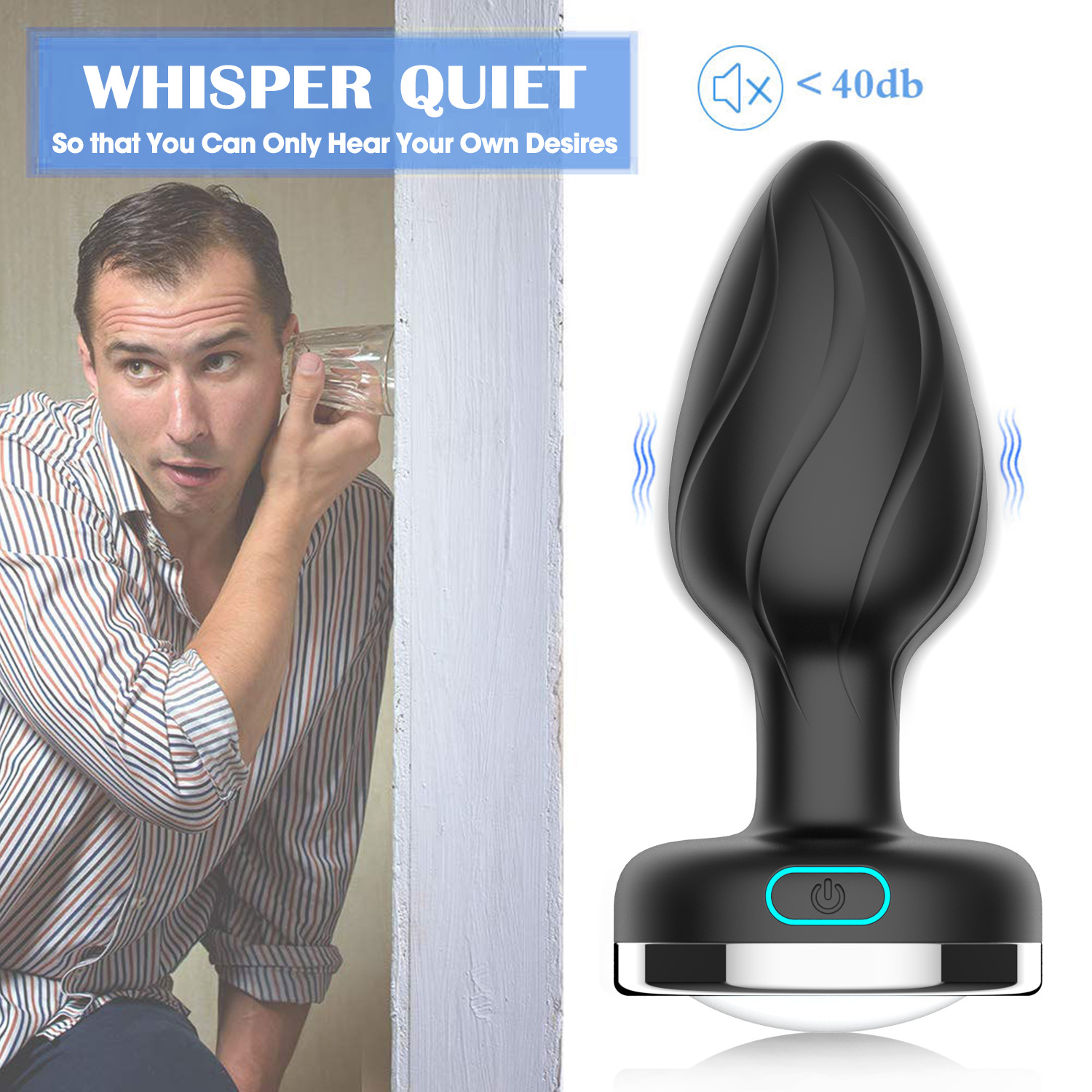 Waterproof Wireless Colorful Light Men Massage Butt Plug 10 Vibrations Vibrator Anal Toy for Male - Image 9