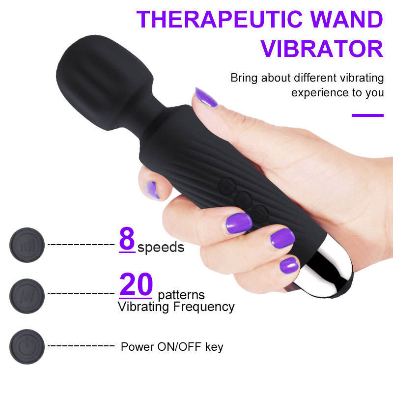 USB Charge Magic 20 Pattern 8 Speed AV Wand Massager Electric Relax Massage Vibrator Waterproof Silicone Personal Body Massager - Image 2