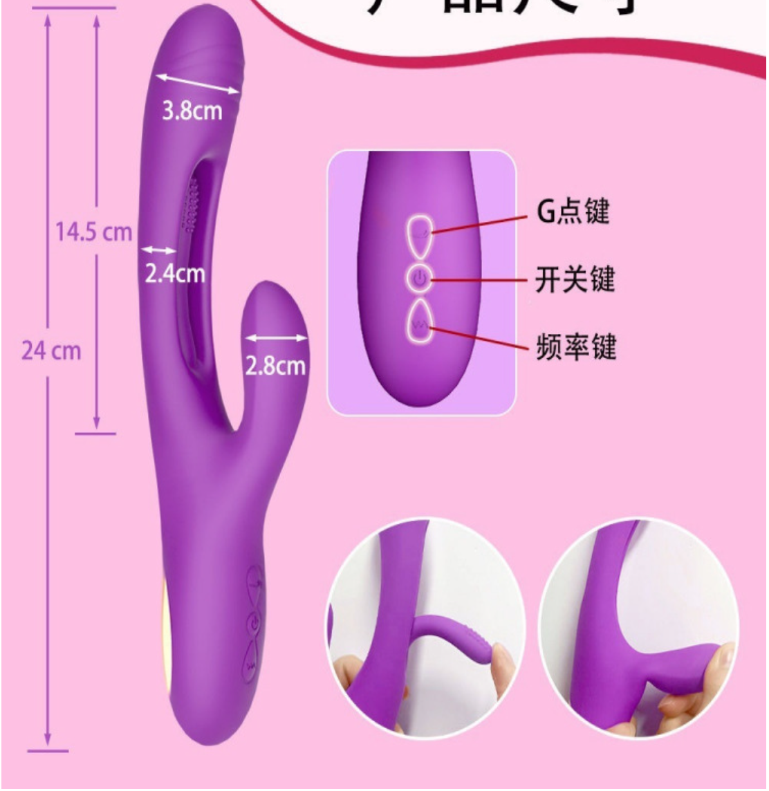 Vibrator Dildo Rabbit Sex Toys -G Spot Vibrator Massager for Women Clitoral Nipple Stimulation, 3 in 1 Sex Toys with 14 Vibration & 7 Tongue Licking Flapping, Adult Sex Toys - Image 3