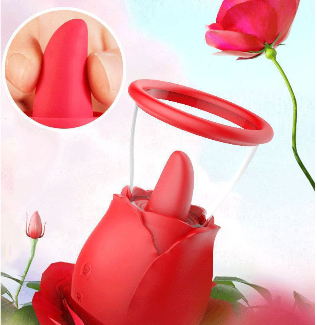 3 in 1 Rose Vibrator Clitoris Stimulator Sucking Tongue Masturbator Licking Rose Vibrator Clit Sucker Dildo Women - Image 2