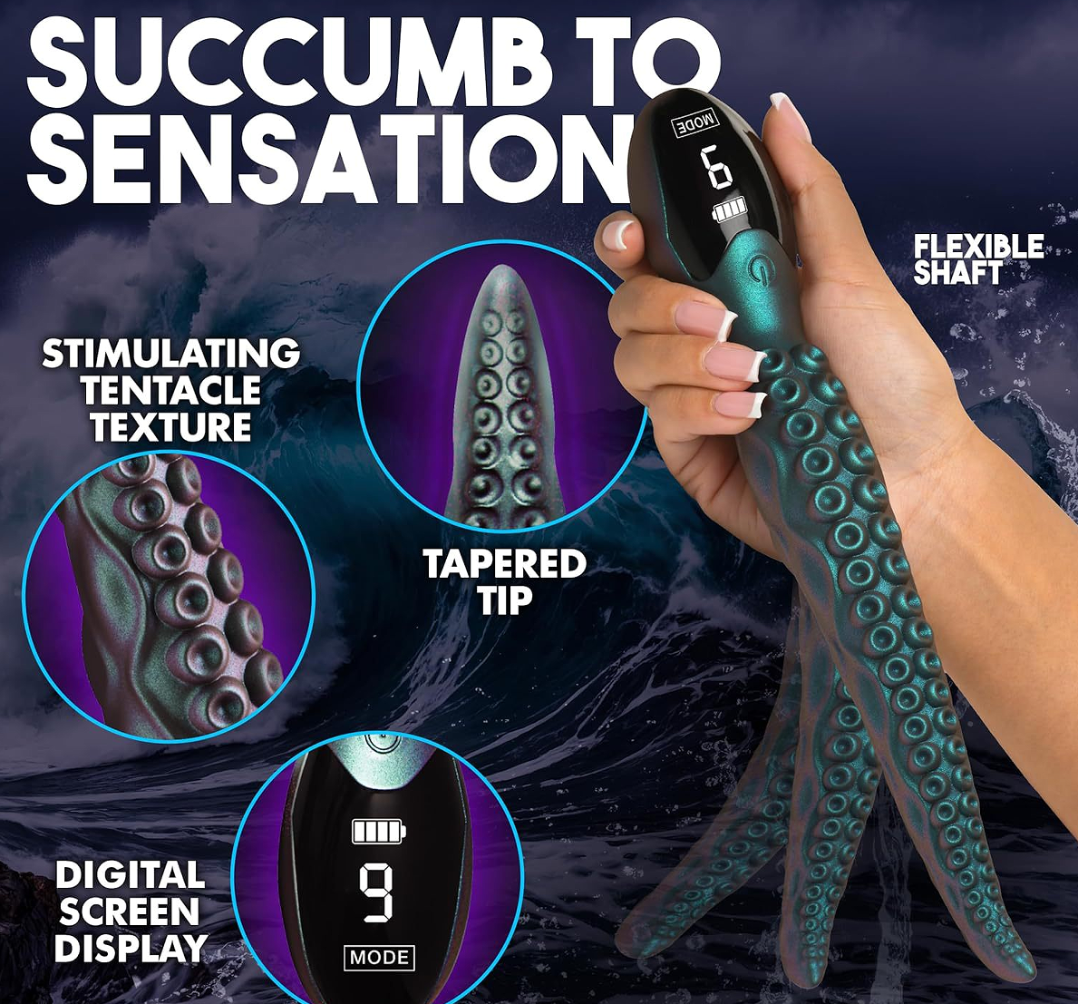 LED Display Silicone Soft G-Spot Thrusting Anal Vibrator Wand Octopus Tentacle Creature Monster for Women and Men - Image 2