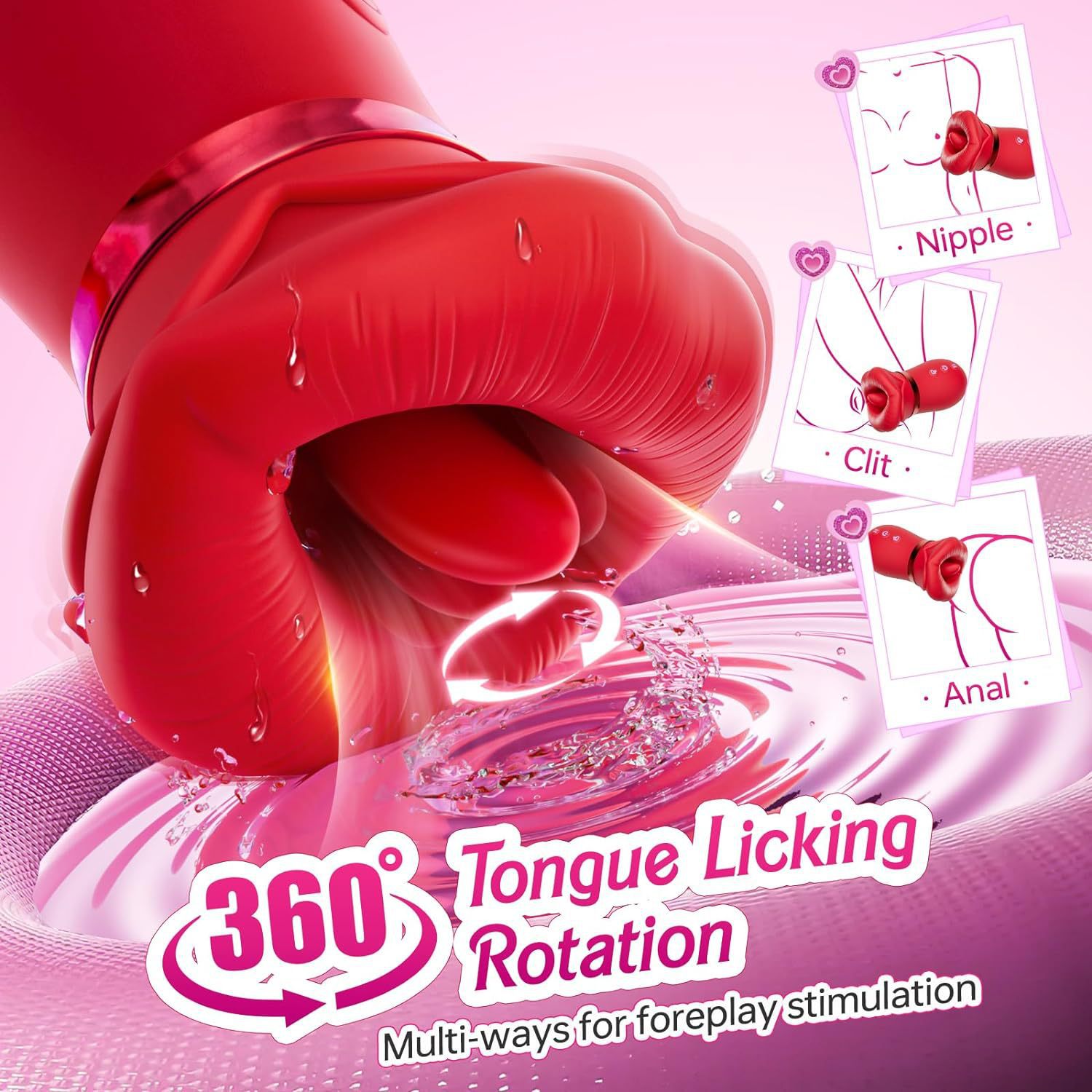 Wholesale Licking Tongue Vibrator Clitoral Sucking Mouth Vibrator Female Couple Sex Toys Rose Vibrator for Women - Image 3