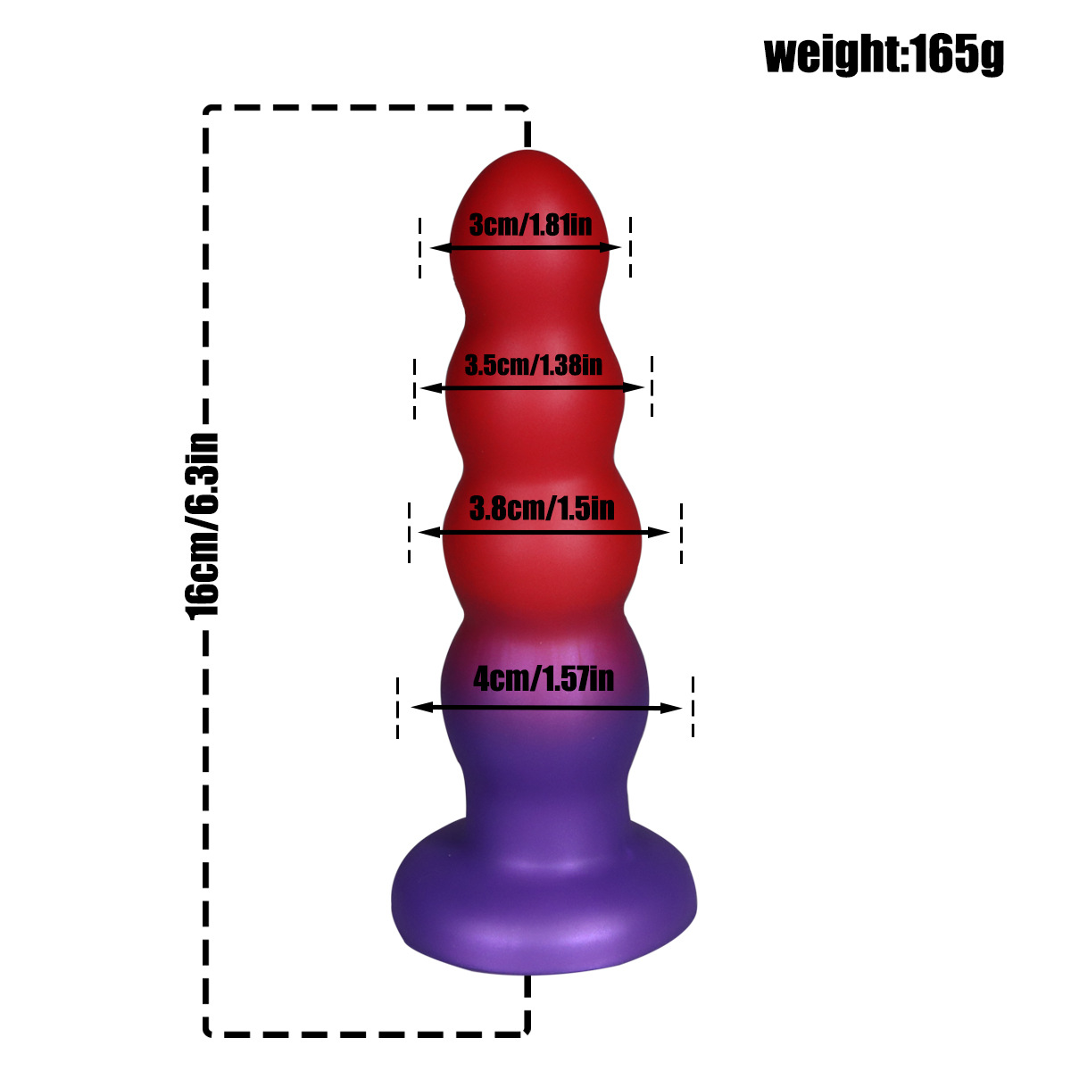 6.3'' 16cm Silicone Anal Butt Plug,Soft Anal Beads Anal Trainer Dildo,Anus Dilator Masturbator Adult Sex Toys with Strong Suction Cup for Hands-Free Play,Female G-spot Stimulator & Male Prostate Massager - Image 3