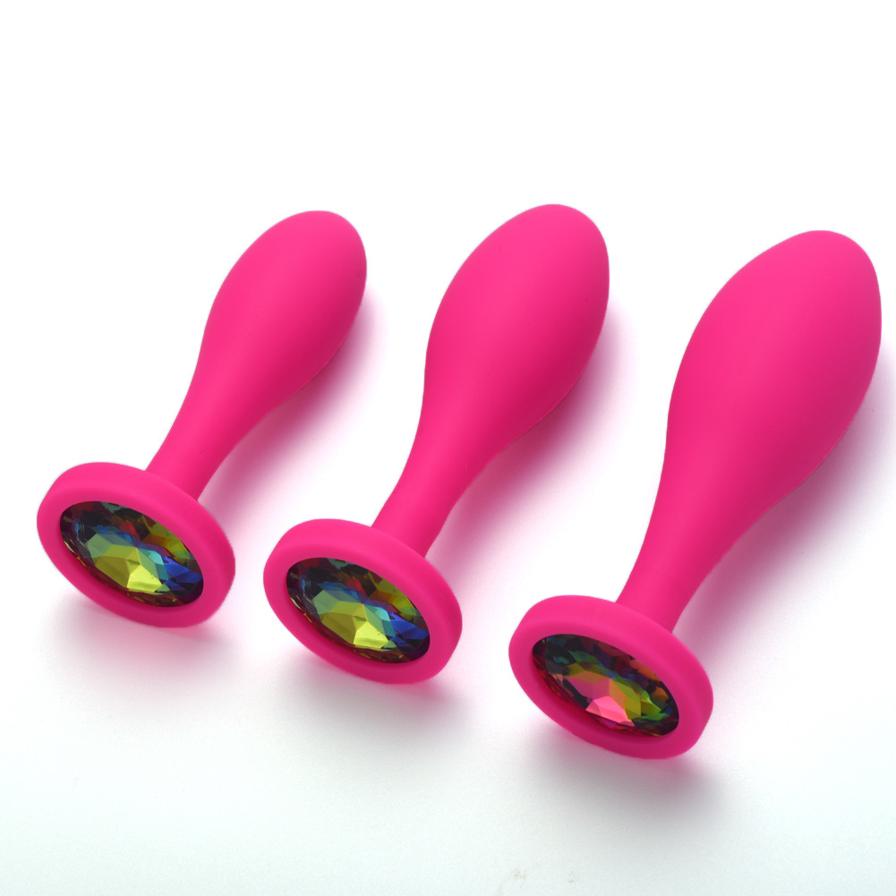3pcs 14 Colors Silicone Anal Plugs Jeweled Anal Training Kit Personal Sex Toy for Adult Women Butt Plug - Image 2