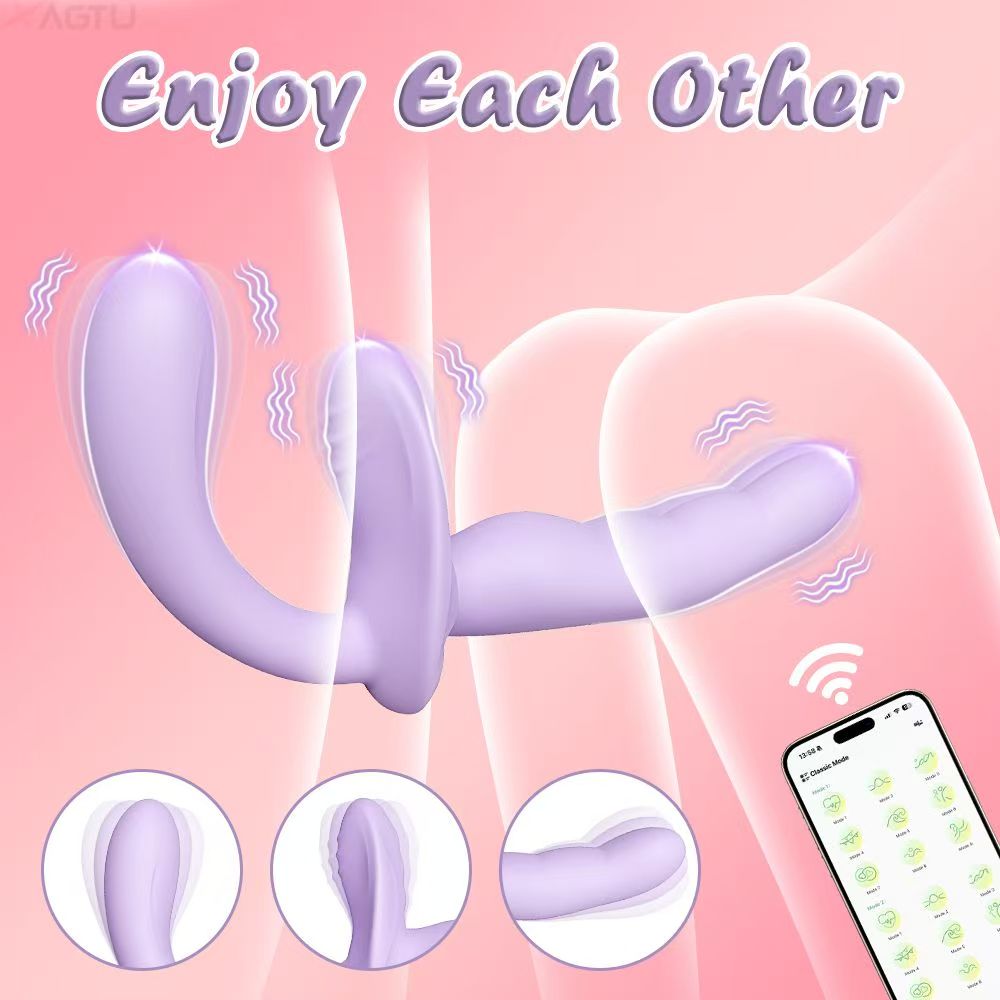 APP Strapless Strap-On G-Spot Dildo Vibrator Realistic Double-Ended Vibrating Butt Plug Anal Sex Toys for Women Lesbians Couples - Image 3