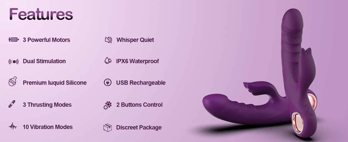 Thrusting G Spot Vibrator - Rabbit Sex Toy with Dual Stimulation, Clitoral & G Spot Vibrating Dildo for Women - Image 5