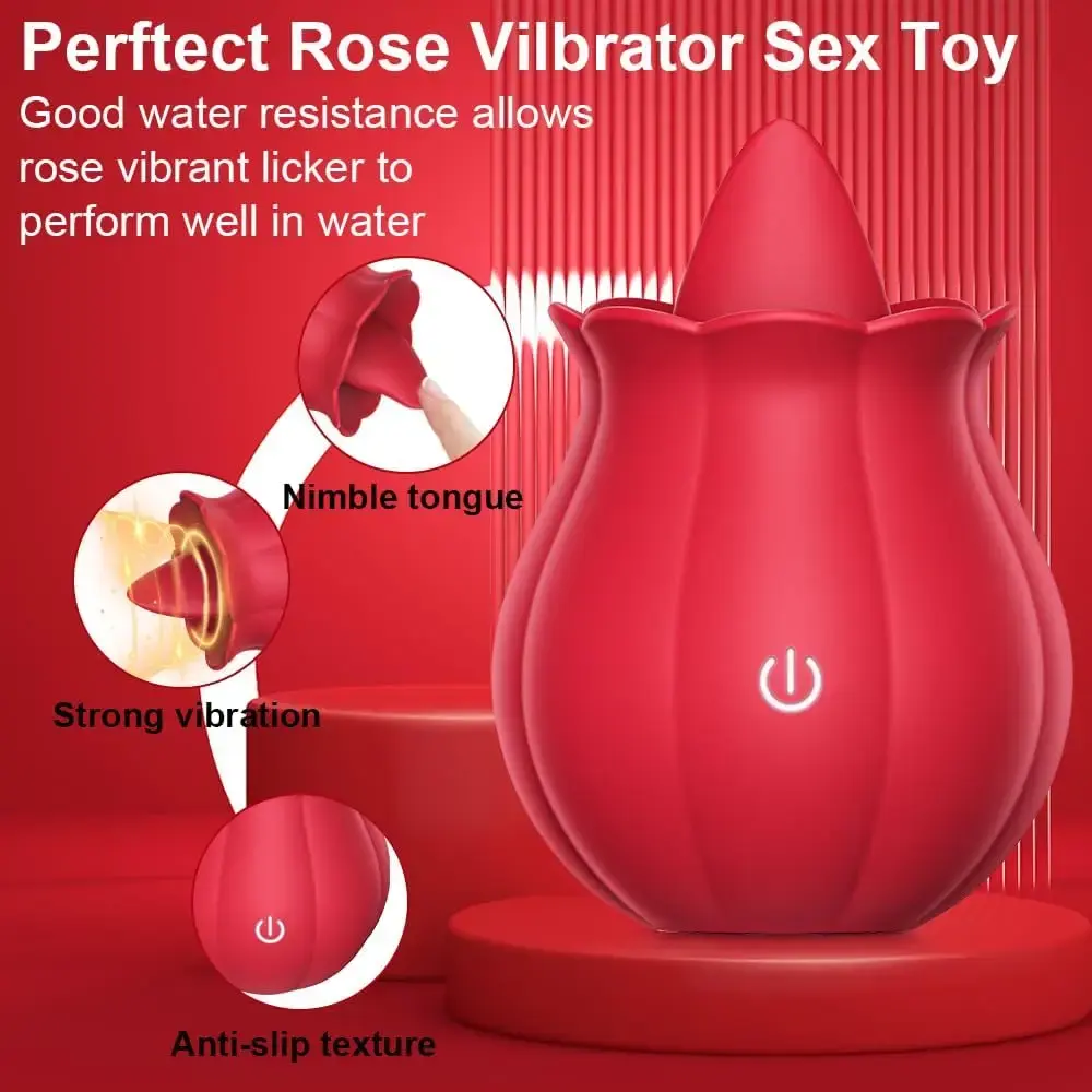Rose Toy Swing Tongue Licking Vibrator Female Powerful Oral Nipple Clitoris Stimulator Massager Adults Goods Sex Toys for Women - Image 5