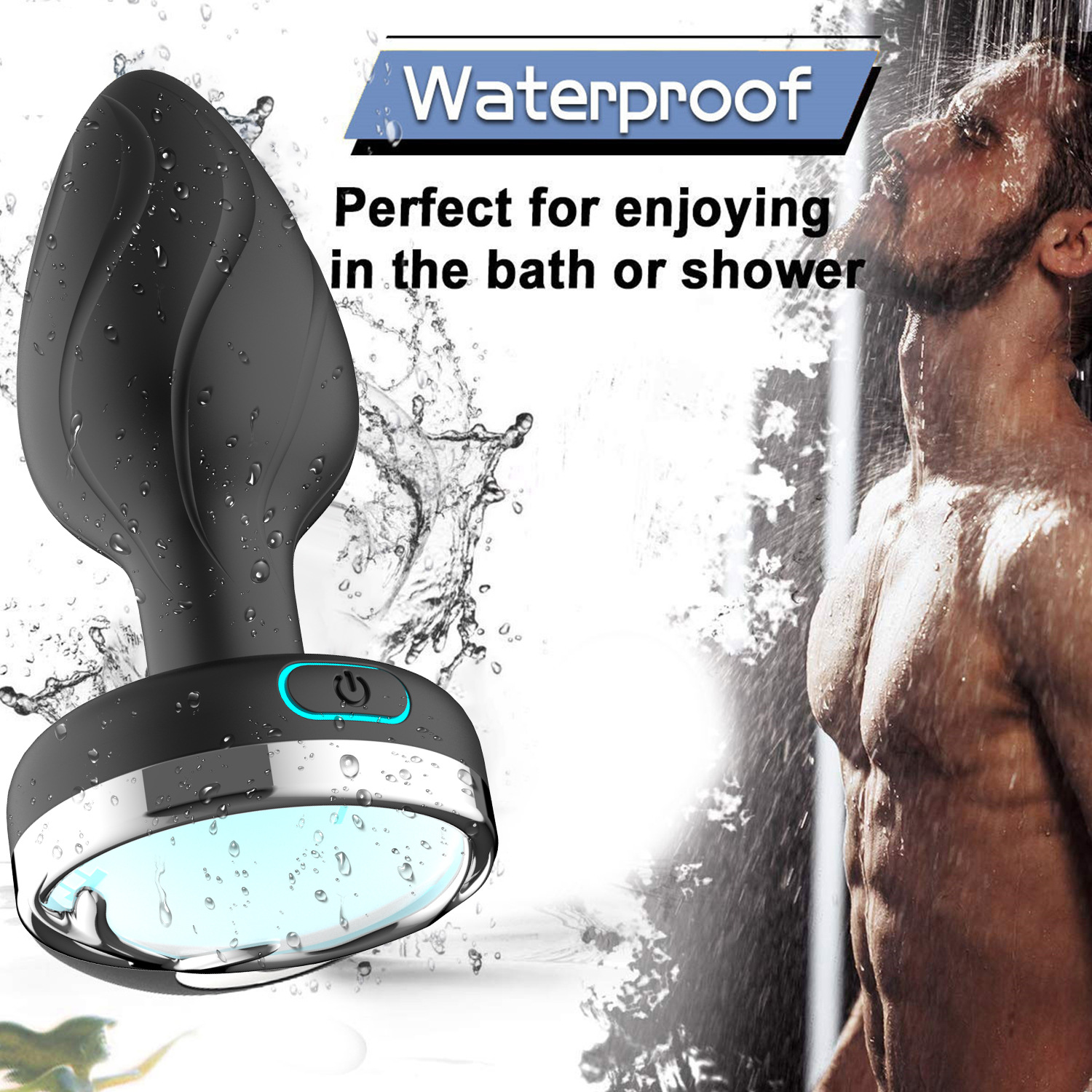 Waterproof Wireless Colorful Light Men Massage Butt Plug 10 Vibrations Vibrator Anal Toy for Male - Image 8