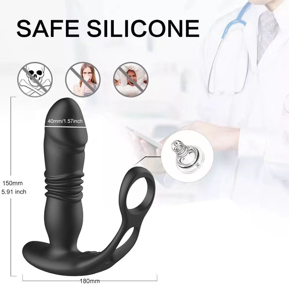 3 in 1 Fully Automatic Telescopic Vibration Double Ring Masturbator for Male Wireless Remote Control Prostate Massager Safer Sex Female - Image 2