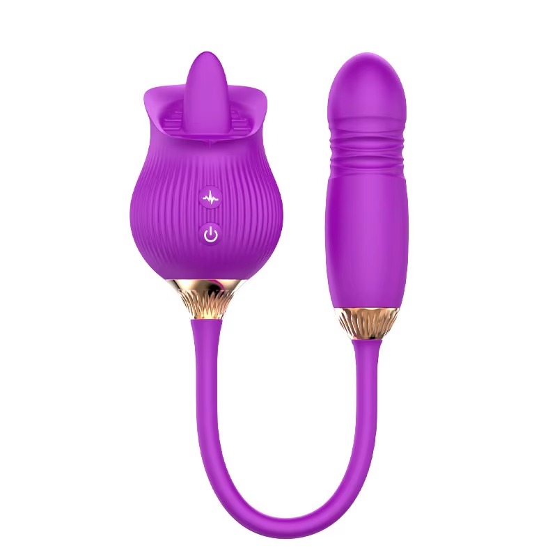 Hot Sale 2 In1 Rose Tongue Licking Vibrator Adult Toys G-spot Clitoris Stimulator Thrusting Dildo Sex Toy for Women Couple - Image 9