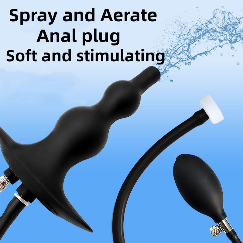Water Spray Inflatable Anal Plug Anal Enema Cleaner Anus Dilator Dildo Silicone Buttplug Expander Washer - Image 2