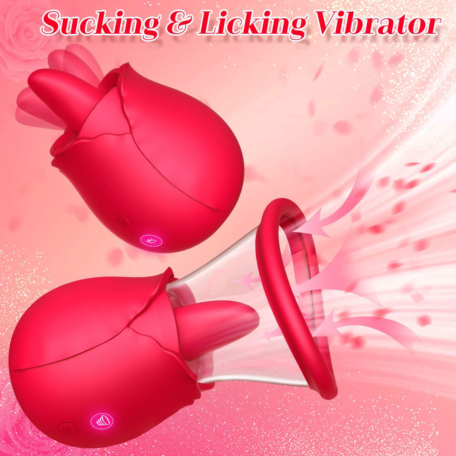 3 in 1 Rose Vibrator Clitoris Stimulator Sucking Tongue Masturbator Licking Rose Vibrator Clit Sucker Dildo Women - Image 3
