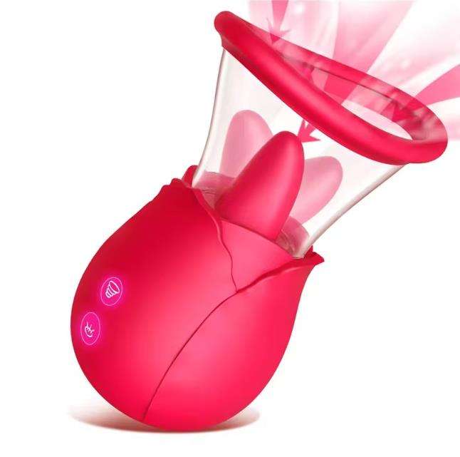 3 in 1 Rose Vibrator Clitoris Stimulator Sucking Tongue Masturbator Licking Rose Vibrator Clit Sucker Dildo Women - Image 4