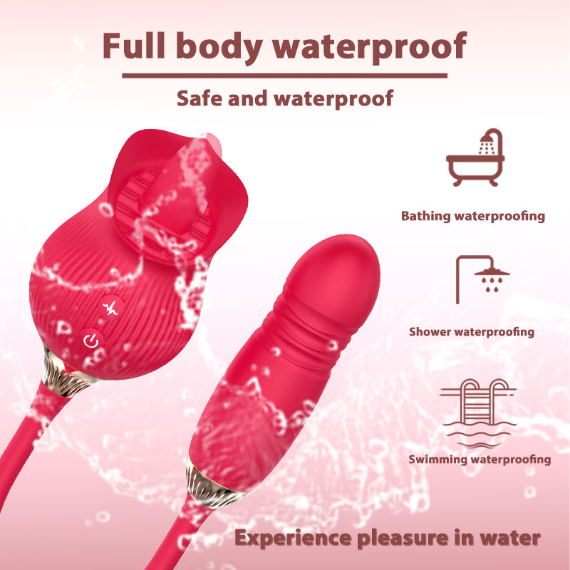 Hot Sale 2 In1 Rose Tongue Licking Vibrator Adult Toys G-spot Clitoris Stimulator Thrusting Dildo Sex Toy for Women Couple - Image 2