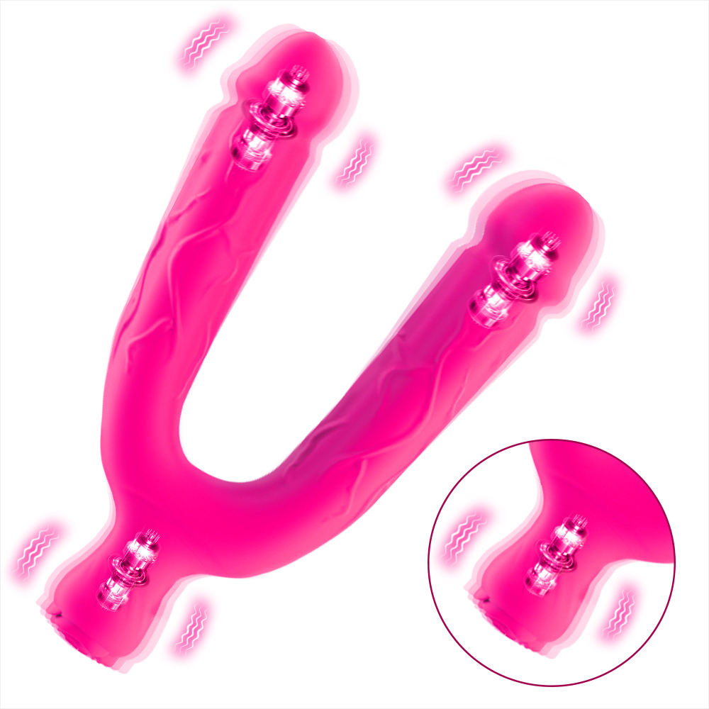 Flexible Rose Double Ended Dildo Vibrator Lesbian Sex Toys Vibrators for Couple With 10 Vibrating Modes Sex Toy for Women