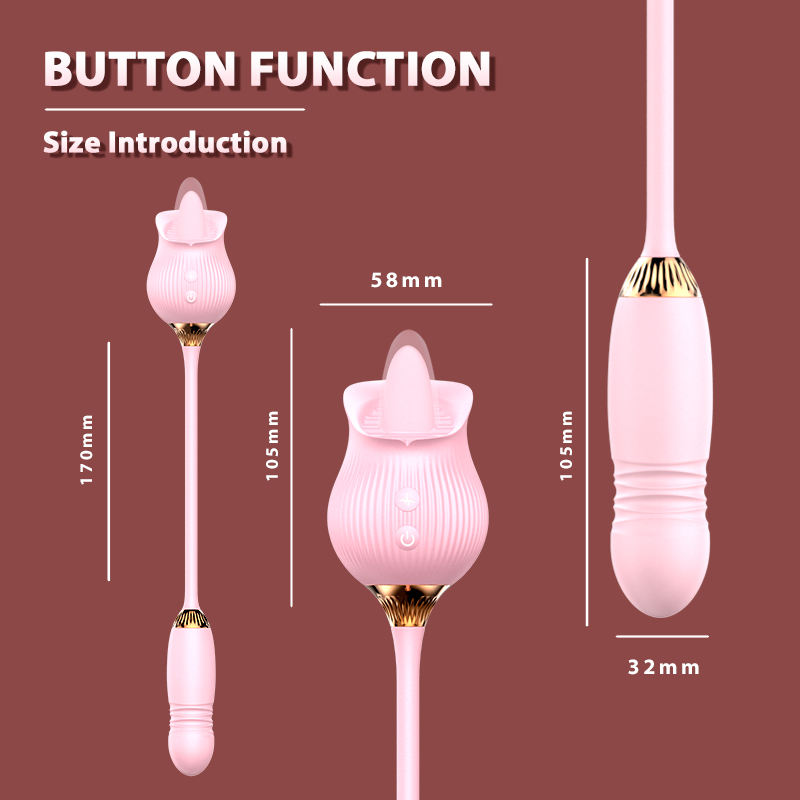 Hot Sale 2 In1 Rose Tongue Licking Vibrator Adult Toys G-spot Clitoris Stimulator Thrusting Dildo Sex Toy for Women Couple - Image 4