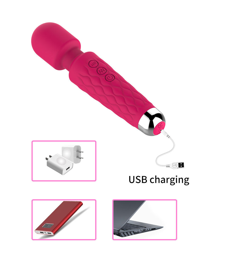 20-channel 8-speed Usb Charging Vibration Av Stick Other Massage Products Adult Sex Toy Magic Personal Full Body Wand Vibrator - Image 5