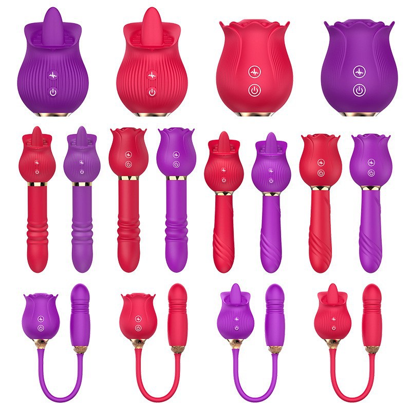 Hot Sale 2 In1 Rose Tongue Licking Vibrator Adult Toys G-spot Clitoris Stimulator Thrusting Dildo Sex Toy for Women Couple - Image 6