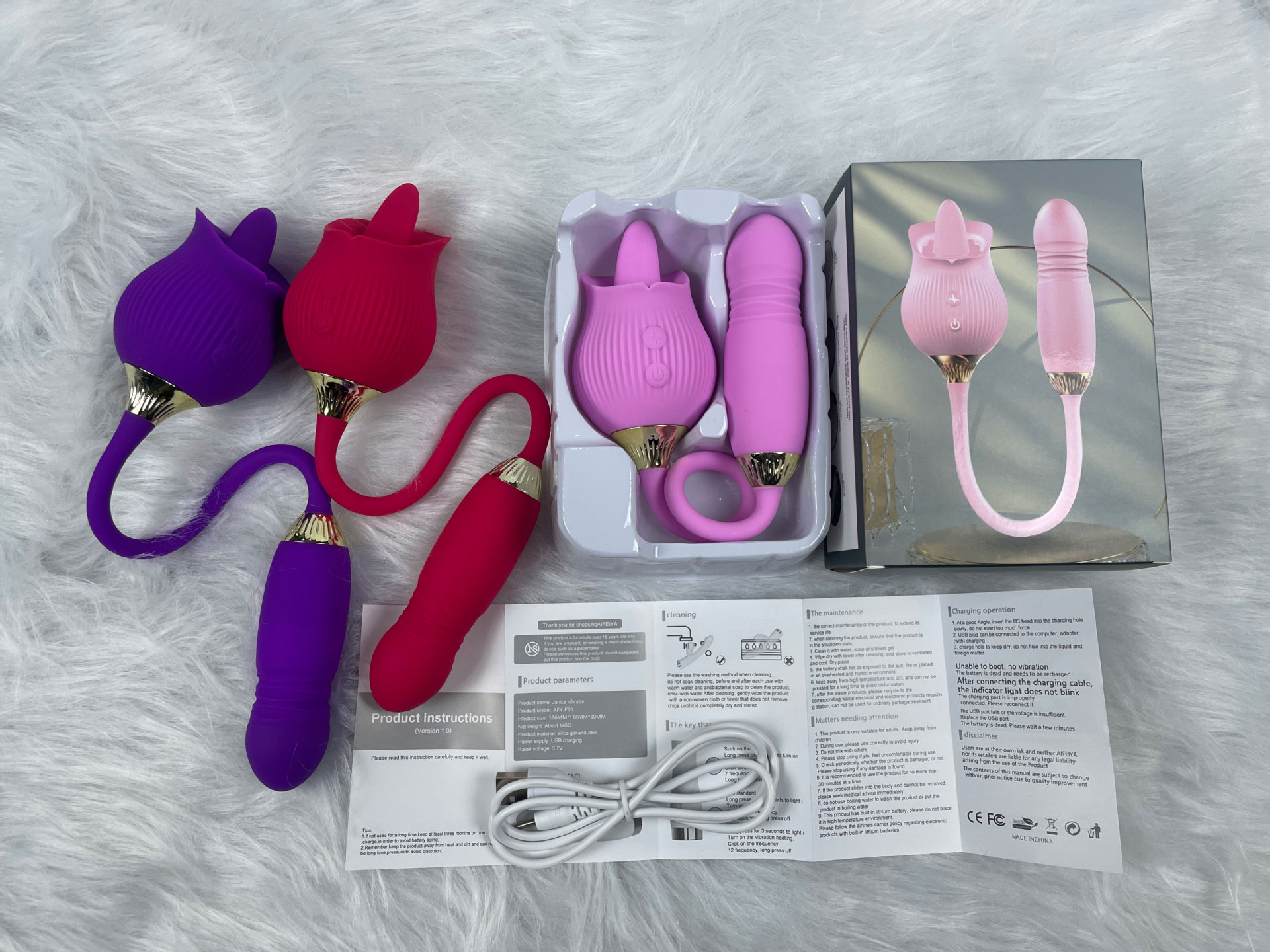 Hot Sale 2 In1 Rose Tongue Licking Vibrator Adult Toys G-spot Clitoris Stimulator Thrusting Dildo Sex Toy for Women Couple - Image 7