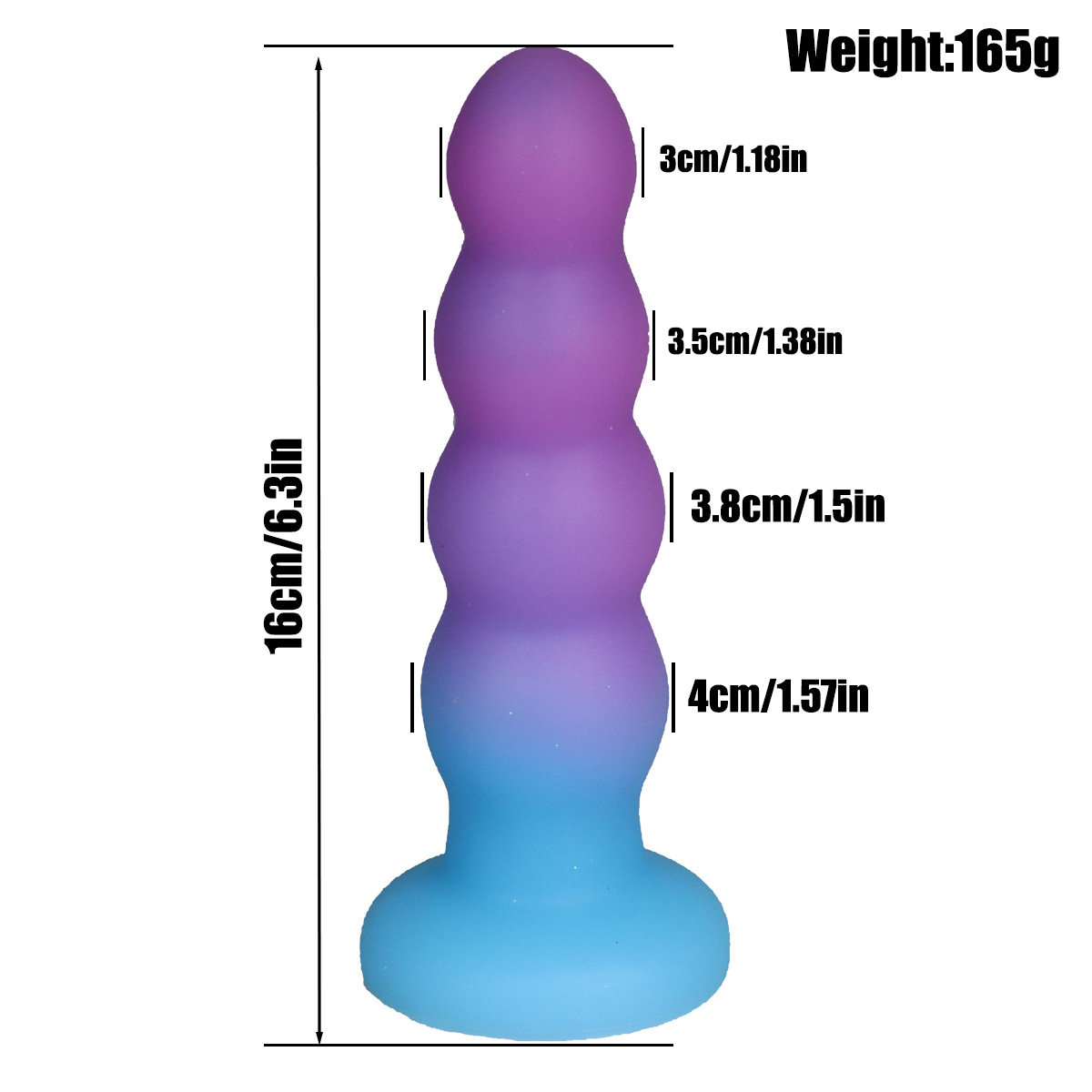 6.3'' 16cm Silicone Anal Butt Plug,Soft Anal Beads Anal Trainer Dildo,Anus Dilator Masturbator Adult Sex Toys with Strong Suction Cup for Hands-Free Play,Female G-spot Stimulator & Male Prostate Massager - Image 8