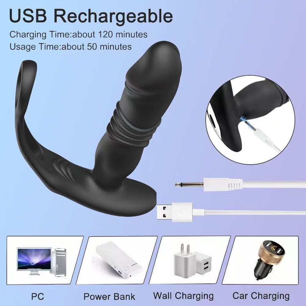 3 in 1 Fully Automatic Telescopic Vibration Double Ring Masturbator for Male Wireless Remote Control Prostate Massager Safer Sex Female - Image 7