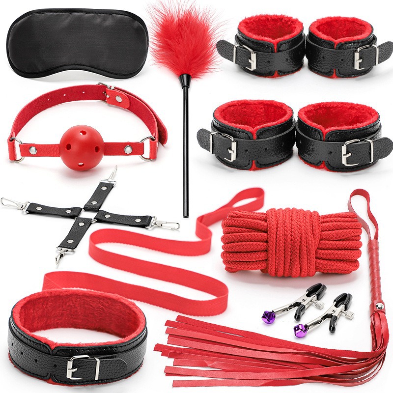 Exotic Sex Products for Adults Games Leather BDSM Sex Toy Kit Exotic Toys Couples Bondage Handcuffs Nipple Clamp SM 10 Piece Set - Image 4