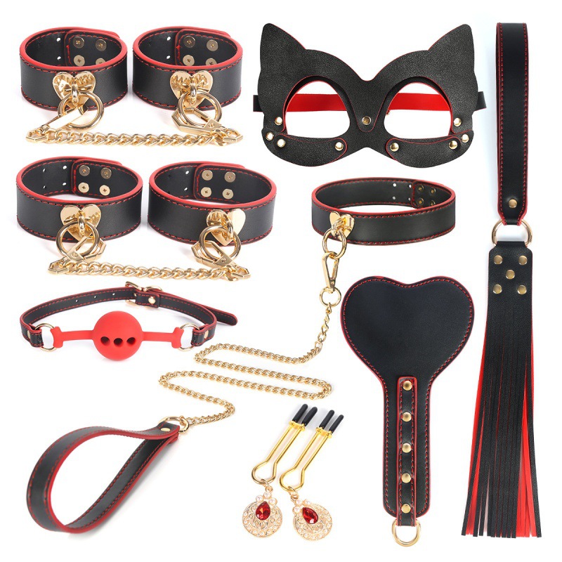 Adult SM Products BDSM Bed Bondage Kits Genuine Leather Restraint Set Handcuffs Collar Gag Erotic Game Sex Toys for Women - Image 2
