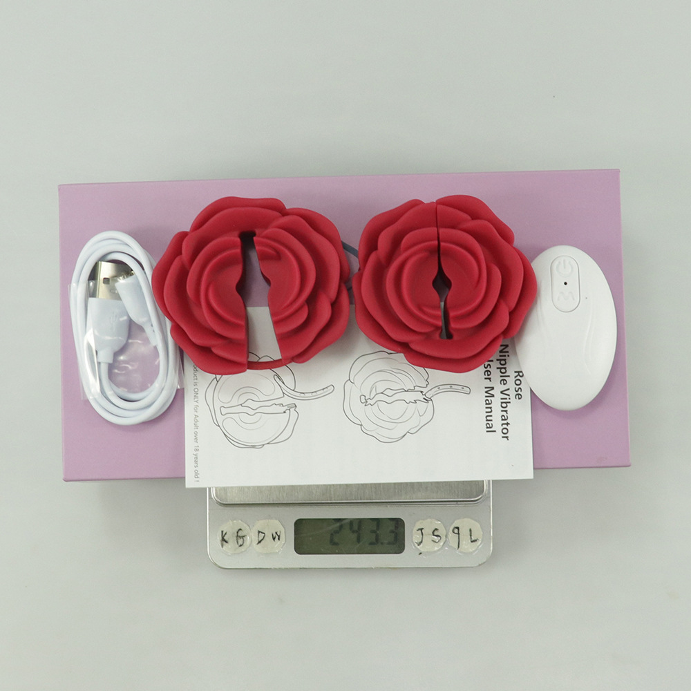 Nipple Toys Rose Toy - Nipple Clamps BDSM Toys with 9 Vibrating Modes Female Sex Toys 1 Pair Adult Toys for Women Silicone Nipple Vibrator red - Image 7