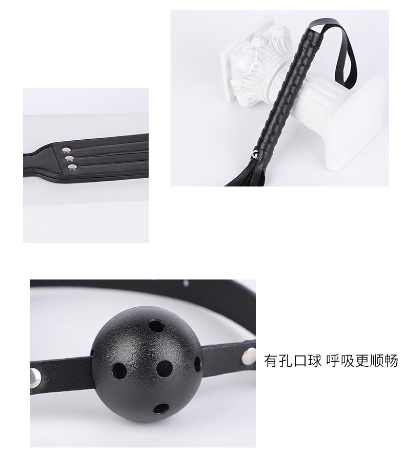 11 PCS Sex Bondage BDSM Restraints Kits Fetish Handcuffs Ankle Cuff Collar Blindfold Whip Rope Nipple Clamps Paddle Anal Toys Ball Gag Adult Games Foreplay Sexy Toys for Couples (Black) - Image 8