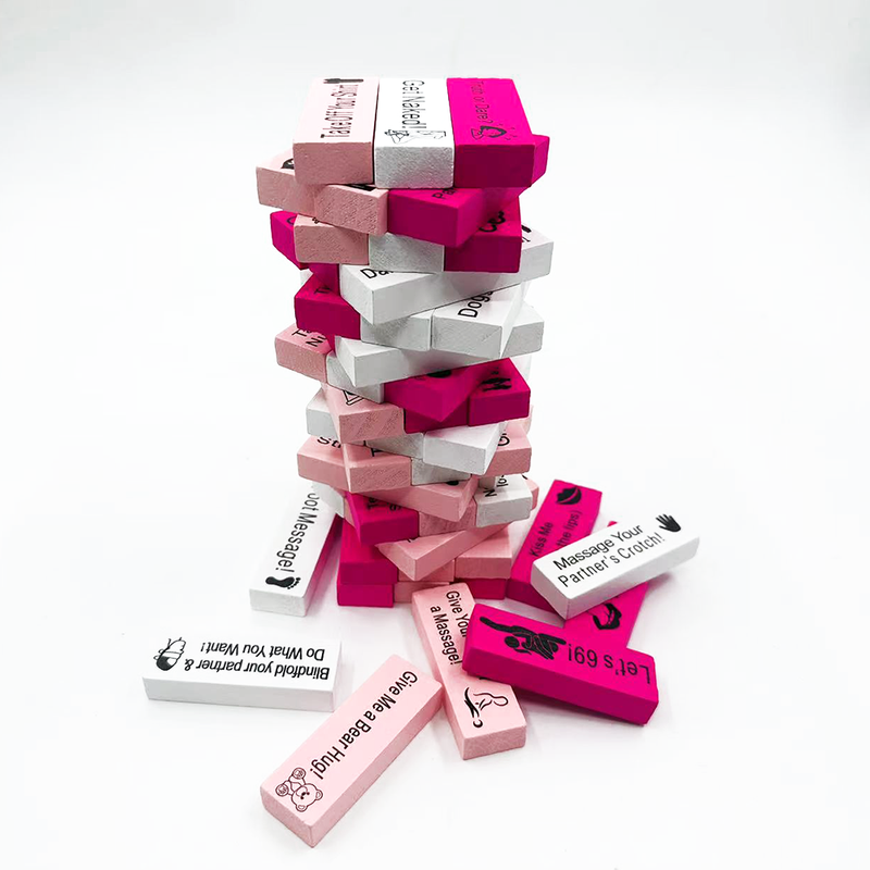 Multiple Languages 48Pcs Couple Stacking Tower Block Game Gift Adult Couples Night Play Tumbling Tower Stacking Blocks Game - Image 6