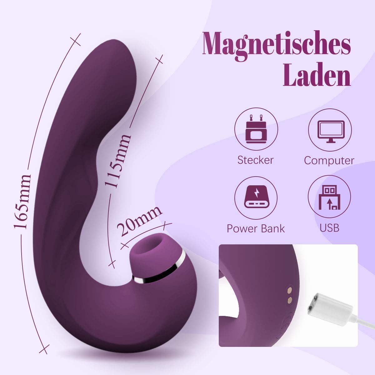 10-Speed G-Spot Vibrating Dildo & Female Tongue Sucking Vibrator Adult Toys with 5-Speed Suction Clitoral Stimulator - Image 7