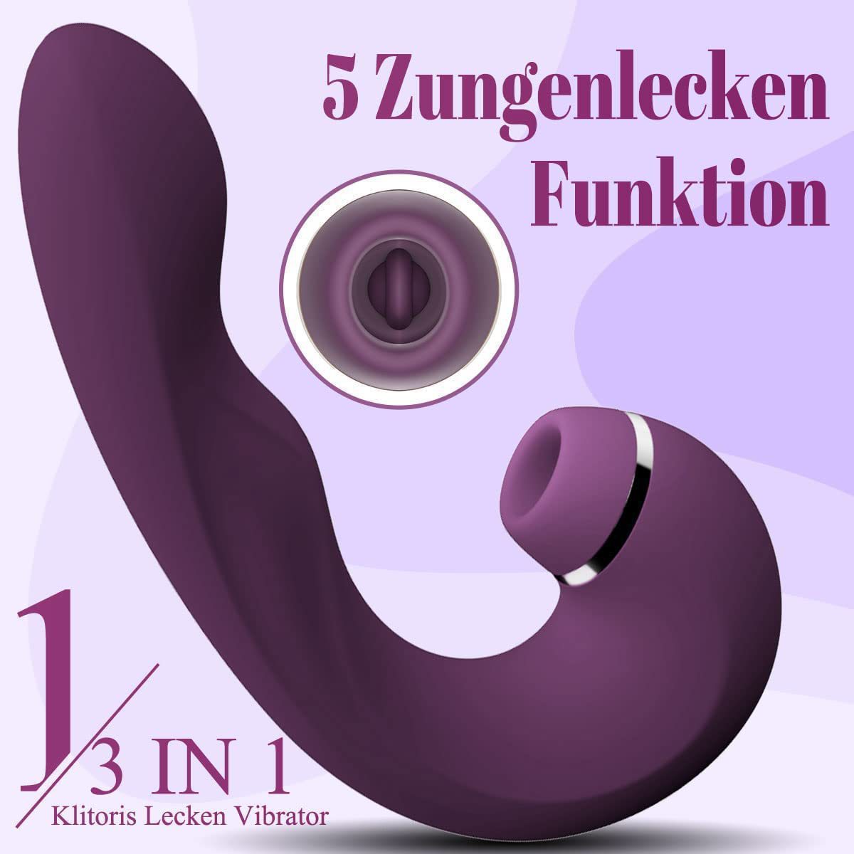 10-Speed G-Spot Vibrating Dildo & Female Tongue Sucking Vibrator Adult Toys with 5-Speed Suction Clitoral Stimulator - Image 4