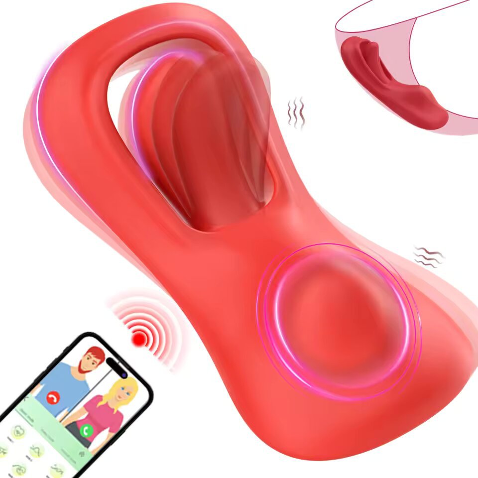 USB Powered Adult Toys Bluetooth Controlled Tongue Licking G-Spot & Clitoral Dildo Vibrator for Individual & Couple Sex Play