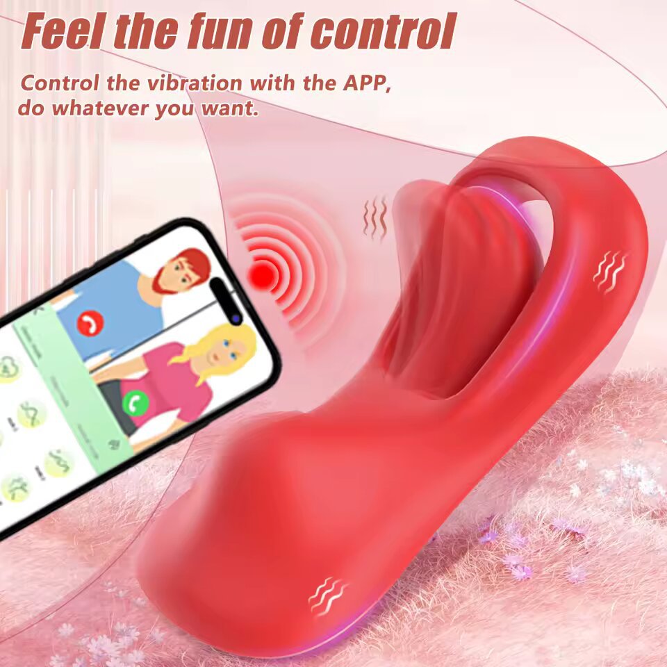 USB Powered Adult Toys Bluetooth Controlled Tongue Licking G-Spot & Clitoral Dildo Vibrator for Individual & Couple Sex Play - Image 2