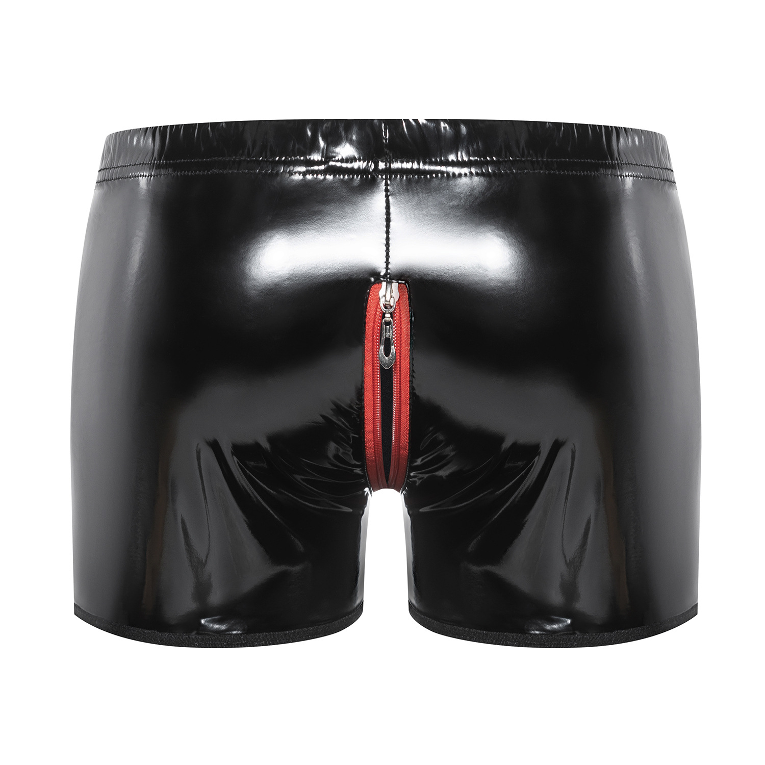 Men's Wetlook PVC Boxer Shorts with Front Zipper - Image 2