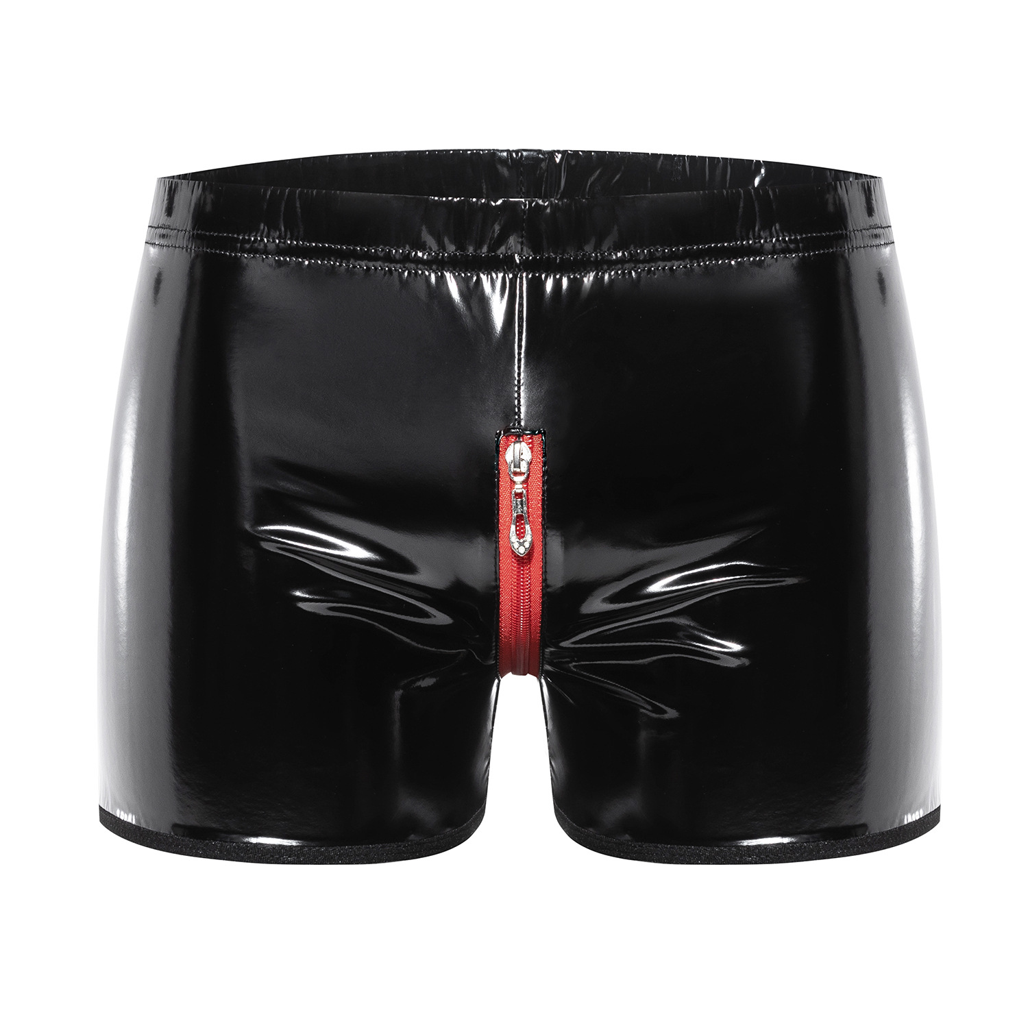 Men's Wetlook PVC Boxer Shorts with Front Zipper - Image 3