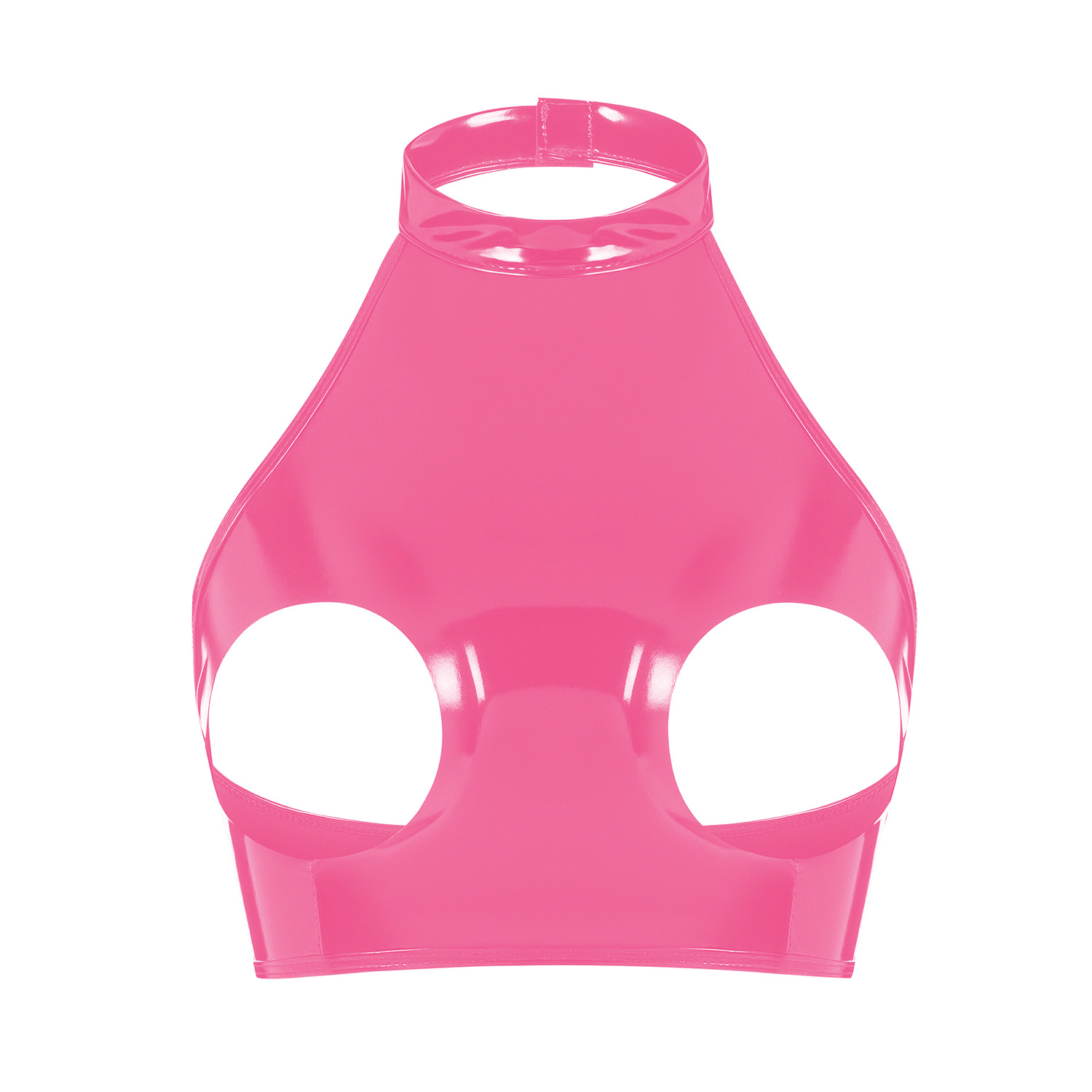 Women's Wetlook PVC Bra with Cut-Out Cups - Image 4