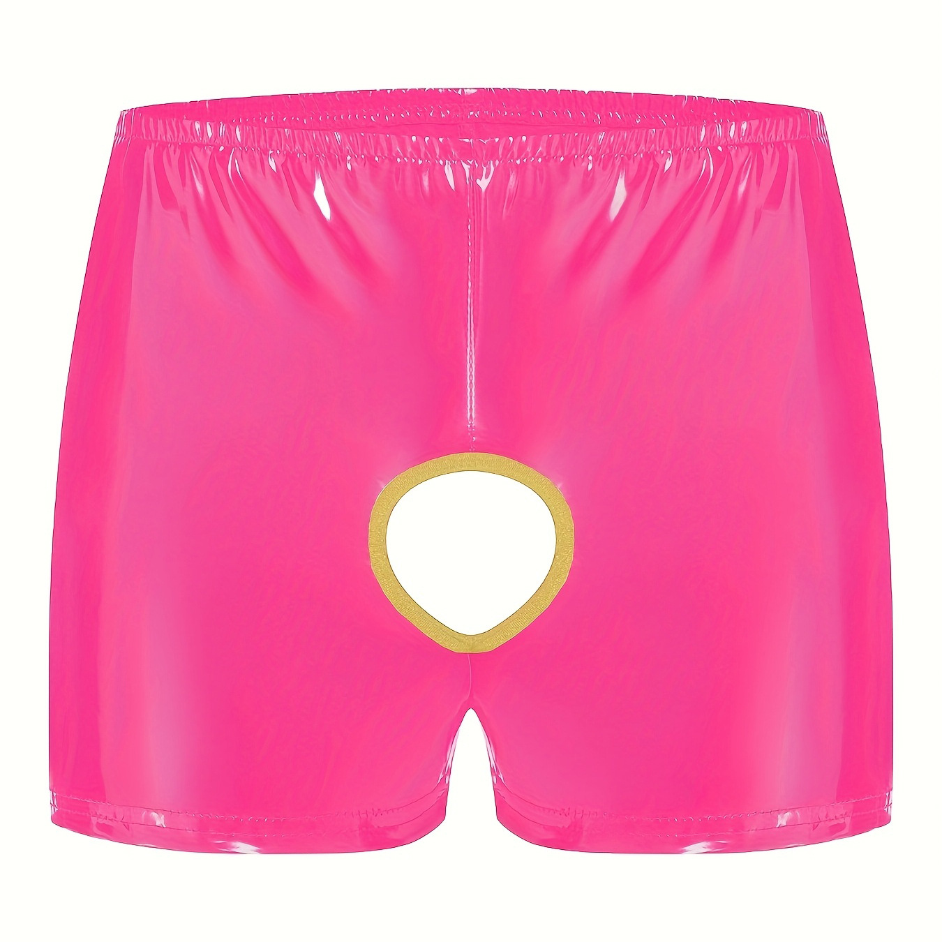Men Shiny PVC Boxer Shorts with Open Crotch - Image 5