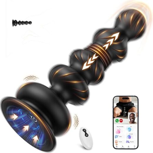 Telescoping Prostate Massager with Suction Cup, APP & Remote Control
