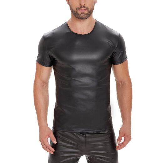 Men Matte PU Short Sleeve T-shirt