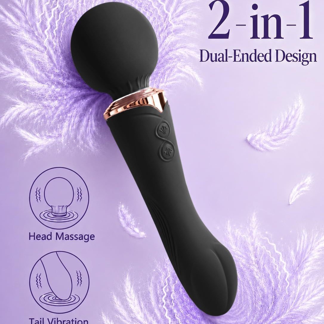 2-in-1 Dual End Silicone Vibrating Massage Wand for Women - Image 7