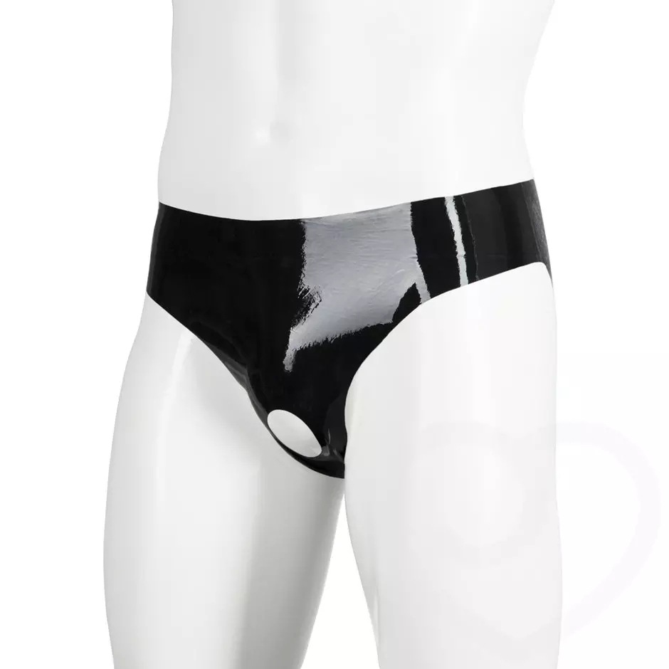 Men Shiny PVC Briefs with Open Crotch - Image 3