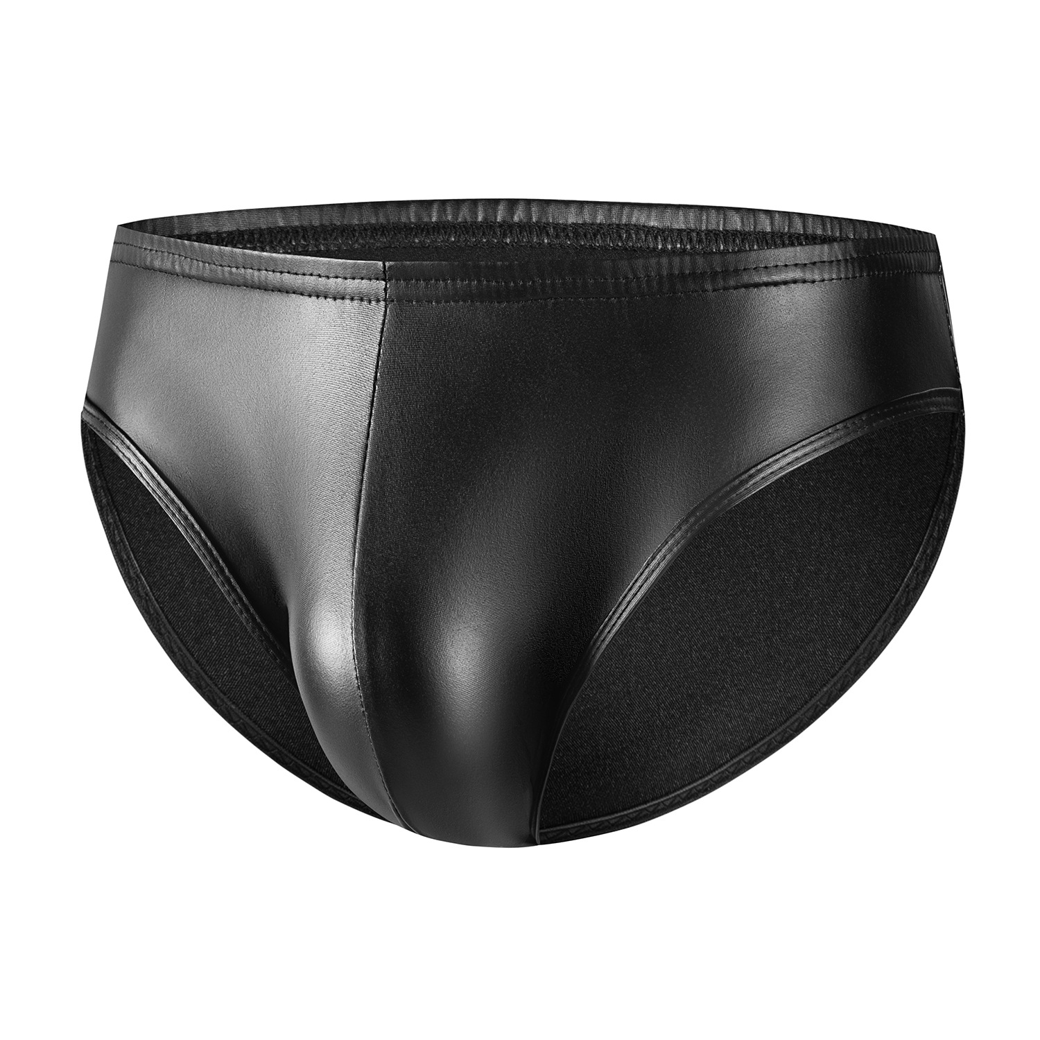 Men Matte PU Faux Leather Briefs