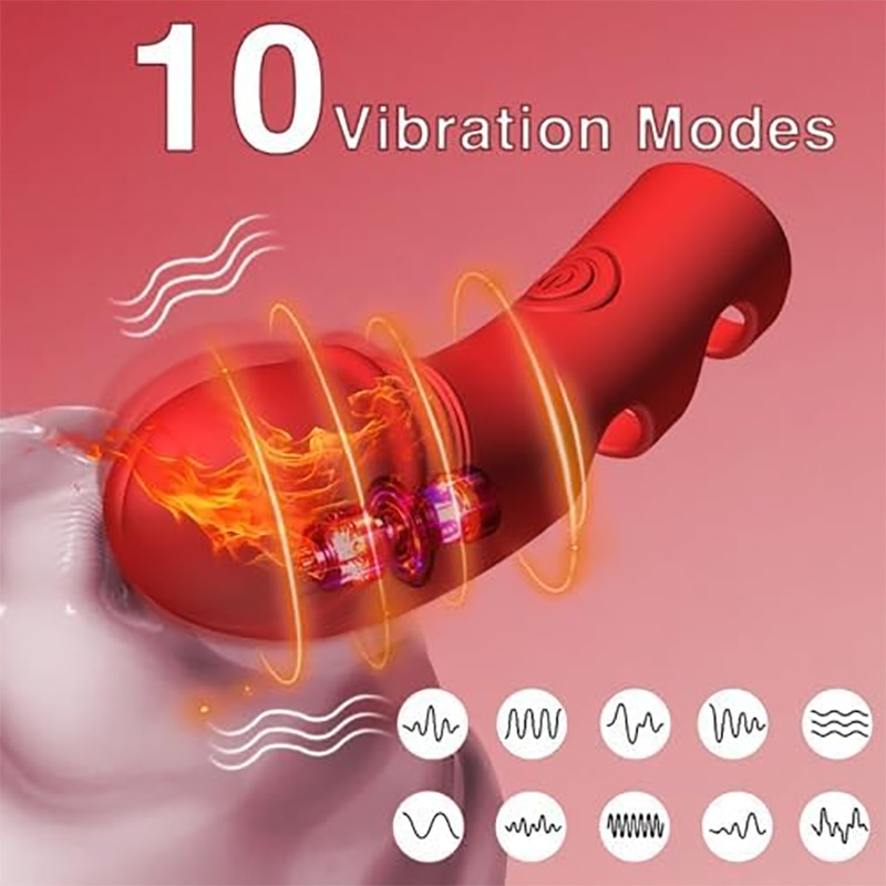 Heated Finger Sleeve Vibrator, 10 Vibration Modes for Women - Image 2